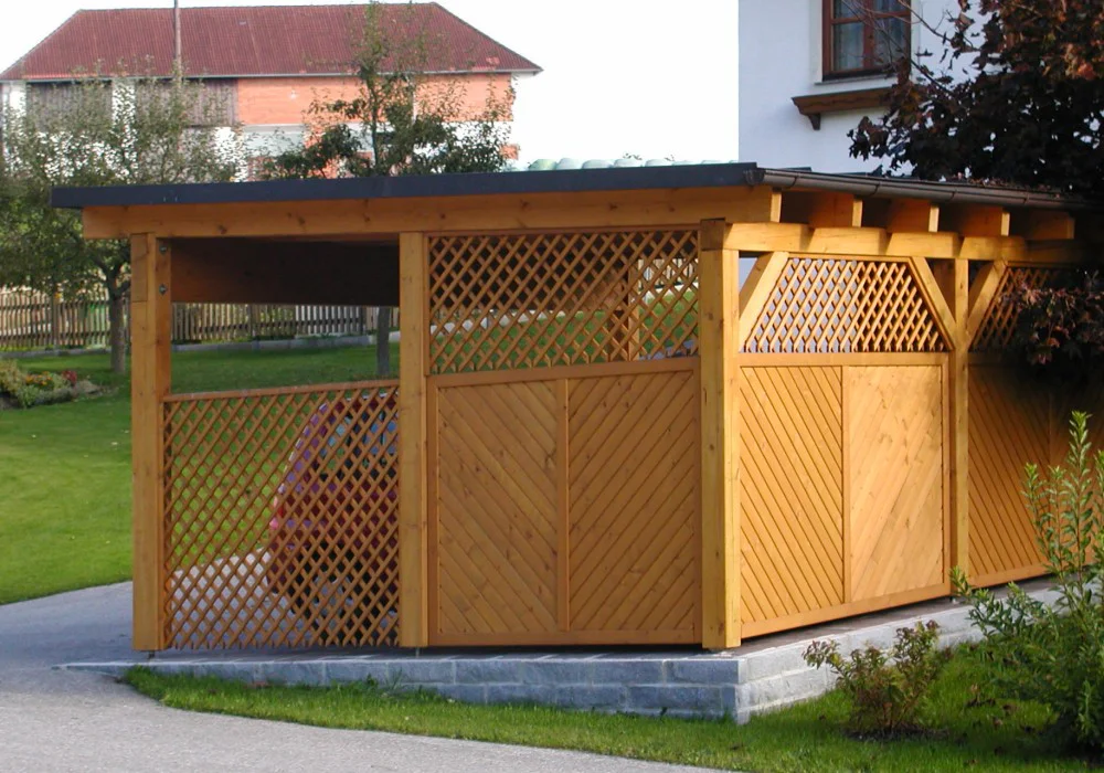 Doppelcarport mit Sichtschutz seitlich