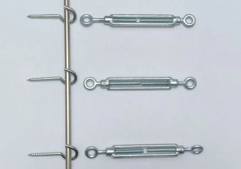 Befestigungs-Set Maschendraht; Lusterhaken 5/70 + Spanschloss M6 + Rundstange DM 8-10 mm
