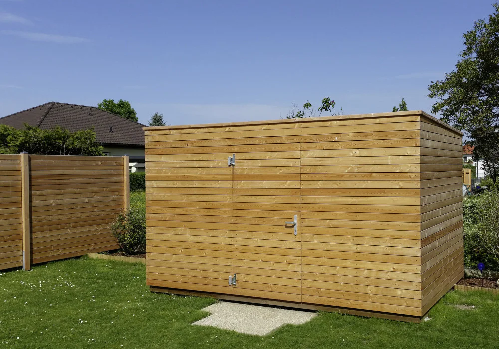 Gartenhütte ohne Dachüberstand