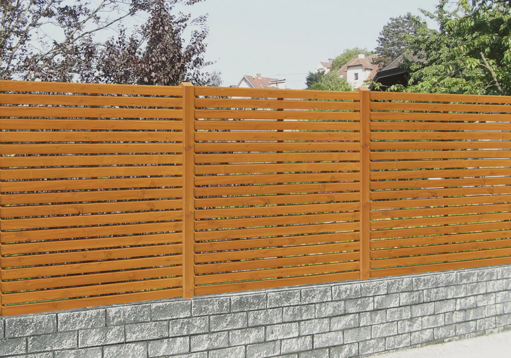 Waagrechter Sichtschutzzaun mit Durchsicht