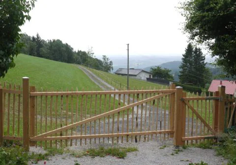 Tür mit Staketenzaunbelag