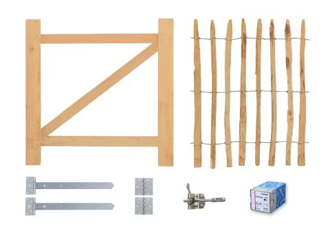Türrahmen verschraubt, Belag lose, Scharniere, Klappriegel, alle Schrauben
