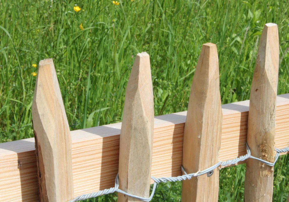 Detailansicht Spitzen Staketenzaun