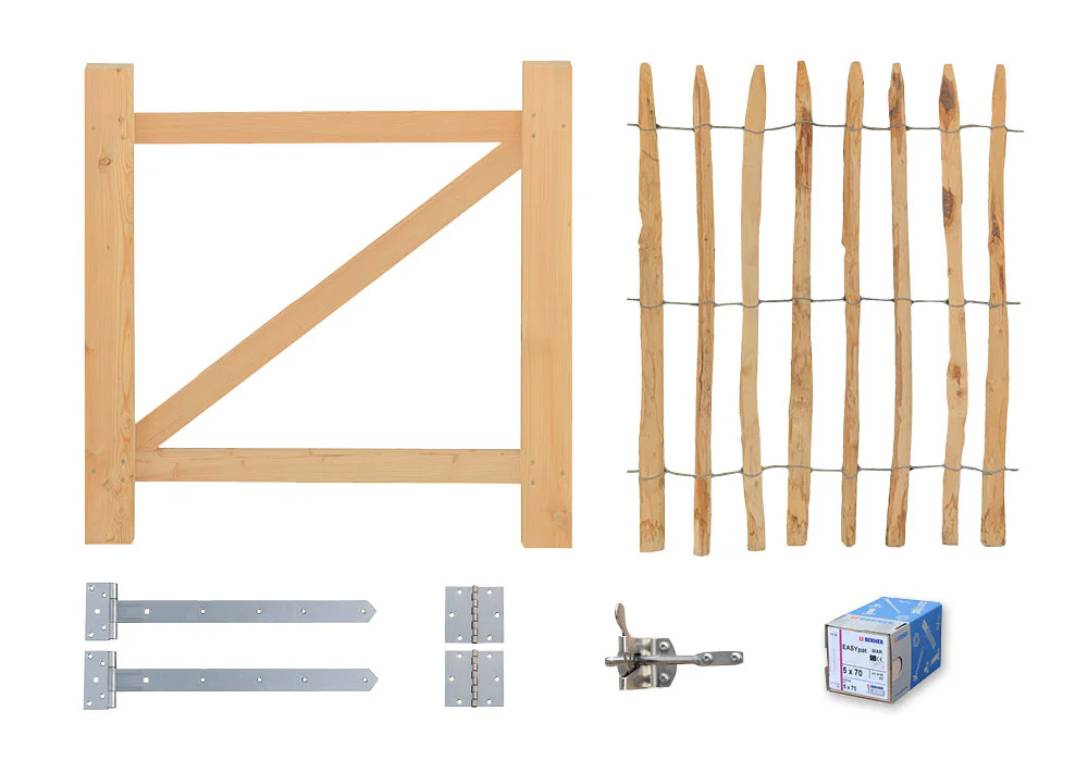 Türrahmen verschraubt, Belag lose, Scharniere, Klappriegel, alle Schrauben - Breite 100 cm lagernd, andere Größen 2-3 WT
