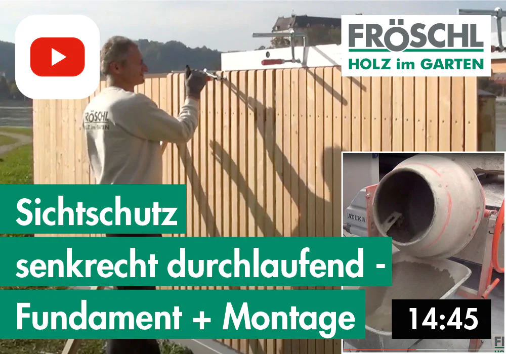 3b – Sichtschutz senkrecht durchlaufend – Fundament und Montage