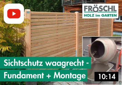 1b – Sichtschutz waagrecht – Fundamente und Montage