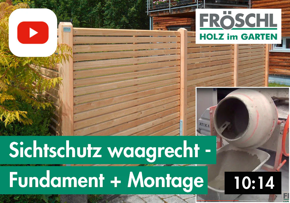 1b – Sichtschutz waagrecht – Fundamente und Montage