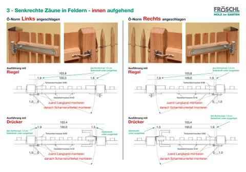 3 - Senkrechte Zäune in Feldern - innen aufgehend - verstellbare Scharniere