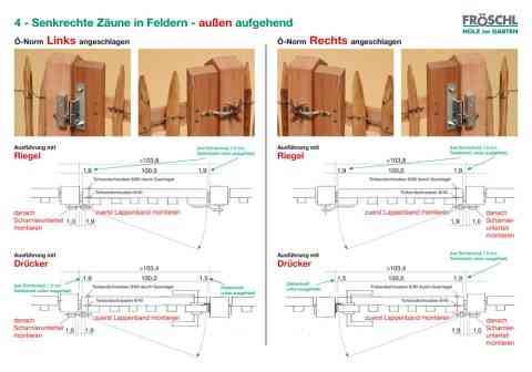 4 - Senkrechte Zäune in Feldern - außen aufgehend - verstellbare Scharniere